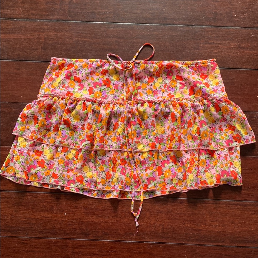 Floral Ruffle Mini Skirt